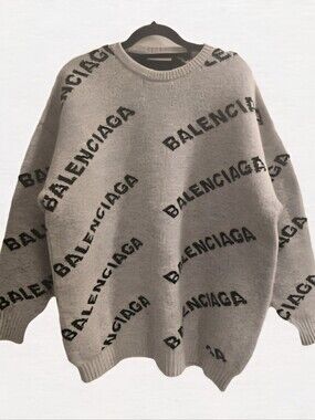 Balenciaga Black and Gray Crewneck Sweater